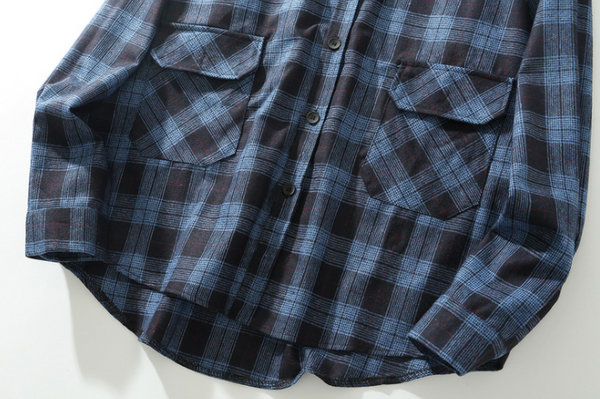 Camisa Cuadros Oversize Manga Larga Talla Grande