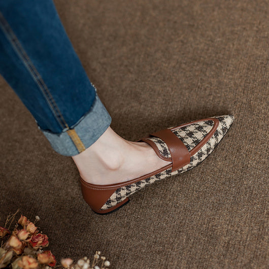 Zapatos Planos de Cuero Vacuno a Cuadros para Mujer - Image 16