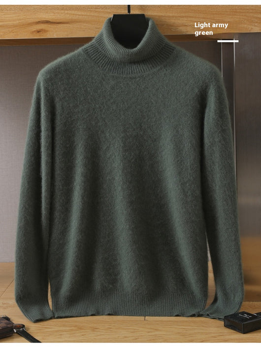 Suéter Pullover de Cuello Alto Holgado en Visón para Hombre - Invierno - Image 34