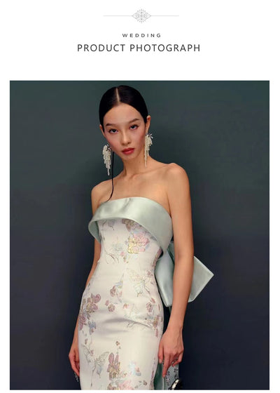 Vestido Cheongsam Escote Tubo Estilo Chino para Novia - Image 13