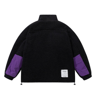 Abrigo de Polar Berber Patchwork Contraste de Colores para Hombre - Image 14