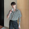 Camisa Casual con Cuello Solapa y Rayas Diagonales