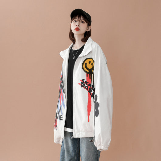 Chaqueta Casual Suelta Estilo Hong Kong con Diseño Pintado a Mano - Image 6