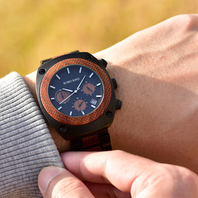 Reloj de Madera Multifunción con Tres Esferas de Cuarzo - Image 10