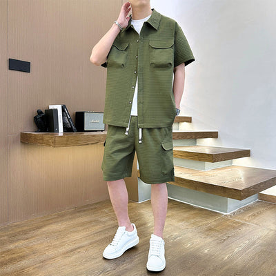Traje de Camiseta con Solapa Estilo Coreano para Hombre - Image 8