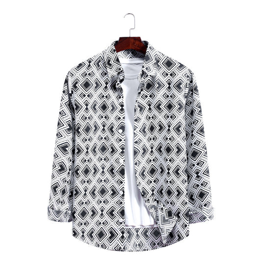 Camisa Estampada de Manga Larga con Patrón de Olas - Tallas Grandes - Image 19