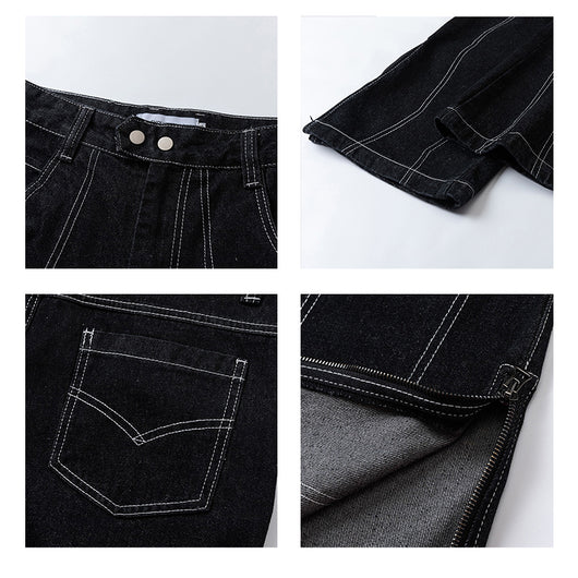 Pantalones Vaqueros Retro Holgados con Cierre Decorativo para Hombre y Mujer - Image 8