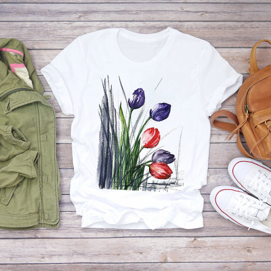 Blusa Estampado Floral Blanca Manga Corta - Image 2