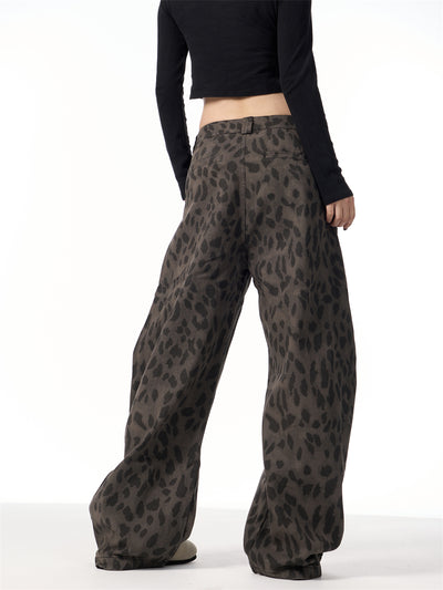 Pantalones Jeans Leopardo Retro Mujer Cintura Alta Pierna Ancha - Image 24