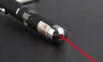 3-pack of black metal laser pointer pens, emitting red, green, and blue/purple lights, with a kitten playing. - Image 7