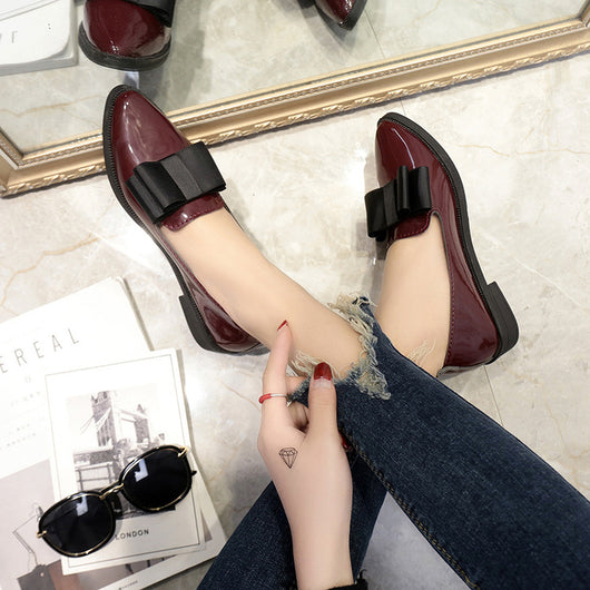 Zapatos Bailarinas Mujer con Moño - Loafers Elegantes Punta Fina Cuero Charol - Image 5