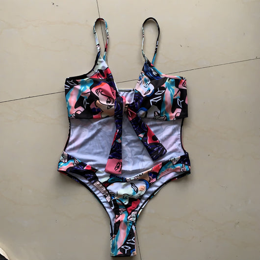 Traje de Baño Enterizo con Encaje Escote Descubierto - Image 6