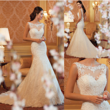 Vestido de Novia Cola de Pez con Encaje Elegante