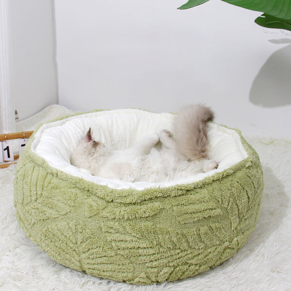 Cama Redonda Acogedora para Gatos y Perros Pequeños - Nido Térmico Suave