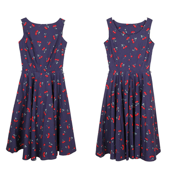 Vestido Retro con Estampado de Cerezas