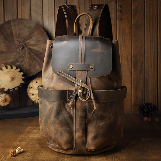 Mochila de Viaje Vintage en Cuero Crazy Horse para Hombre - Image 17