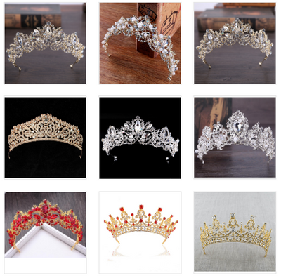 Corona Tiara Nupcial de Cristal Barroco Lujo con Acabado Oro Claro - Image 2