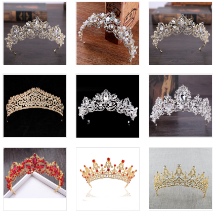 Corona Tiara Nupcial de Cristal Barroco Lujo con Acabado Oro Claro
