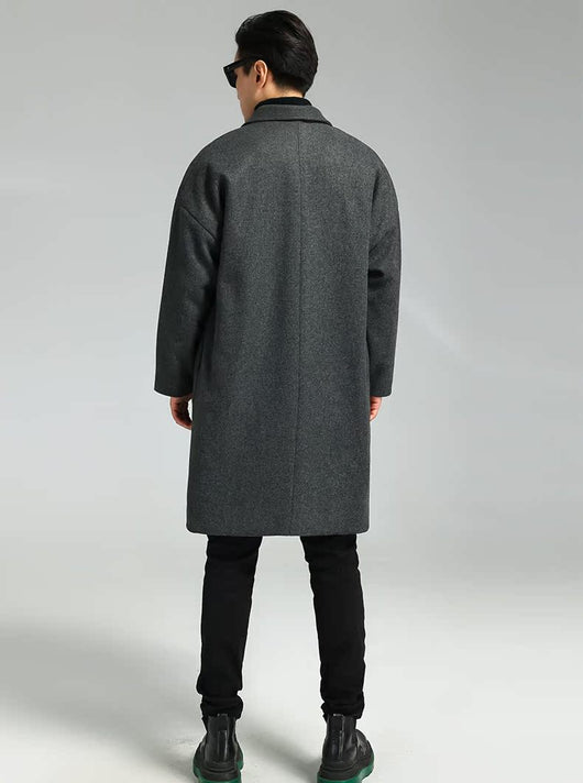Abrigo de Lana Holgado Doble Botonadura Largo Casual para Hombre - Image 5