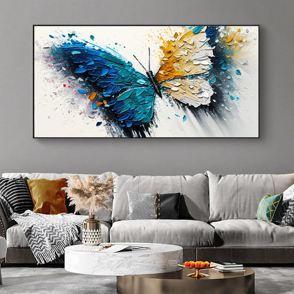 Cuadro Abstracto Mariposa Pintura Acrílica Óleo Hecho a Mano Arte Moderno Decoración Pared Sala de Estar