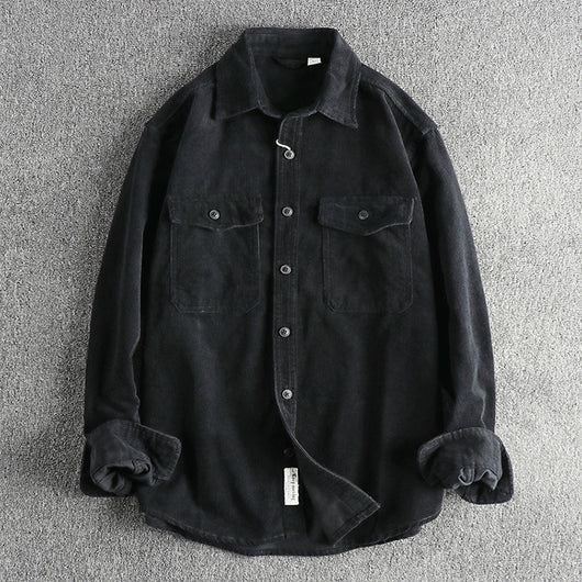 Camisa de Pana Retro de Algodón con Manga Larga para Hombre - Image 21