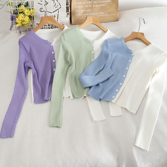 Cardigan Ligero para Mujer Protección Solar Cuello Redondo Manga Larga Otoño