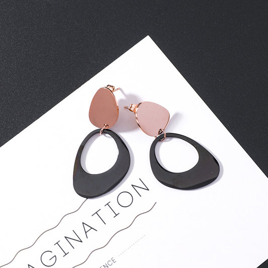 Aretes de Acero Titanio Geométricos con Borlas - Diseño Moderno y Versátil - Image 2