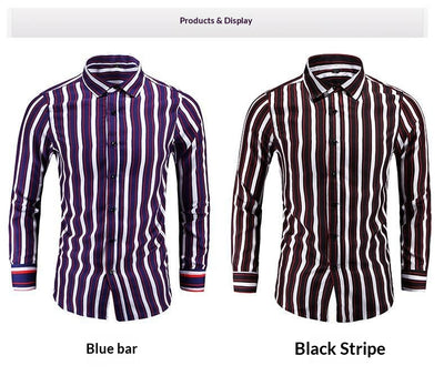 Camisa Manga Larga a Rayas Estilo Coreano para Hombres Jóvenes - Image 16