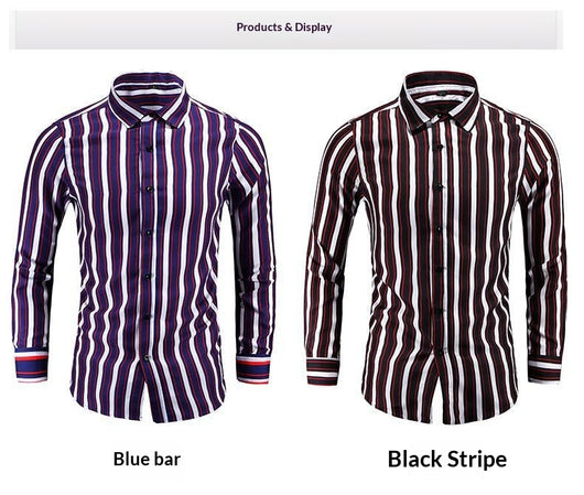 Camisa Manga Larga a Rayas Estilo Coreano para Hombres Jóvenes - Image 16