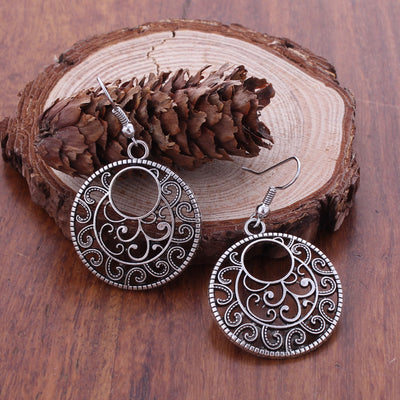 Aretes de Plata Tibetana Calados Estilo Étnico - Image 10