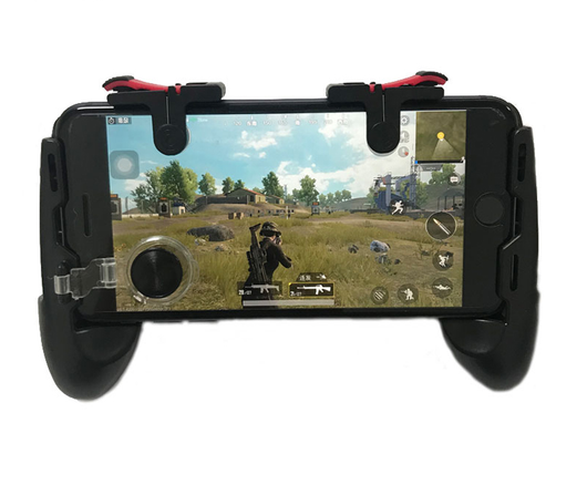 Pair of black and red D9 mobile game fire keys for smartphones, designed to enhance aiming and firing.