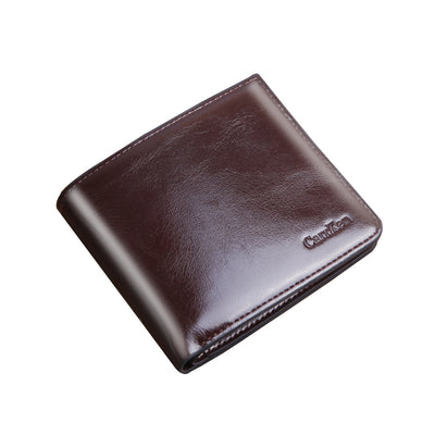 Billetera Corta para Hombre en Cuero Engrasado con Cierre de Cremallera - Image 18