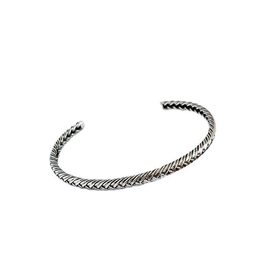 Pulsera Ajustable de Plata 925 con Patrón Tejido - Image 2