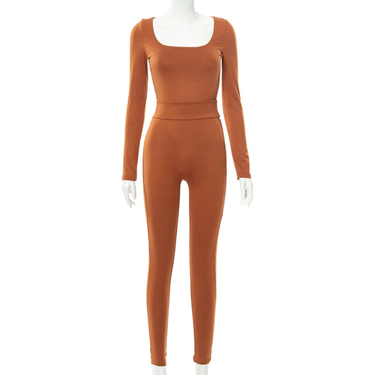 Jumpsuit Elegante de Manga Larga en Colores Sólidos - Image 2