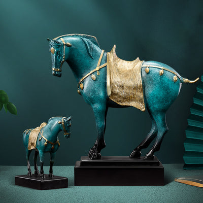 Decoración de Caballo en Cobre Puro Estilo Sancai