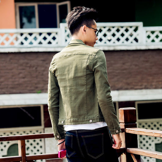 Chaqueta Vaquera Hombre Blanca Ajustada Estilo Coreano - Image 15