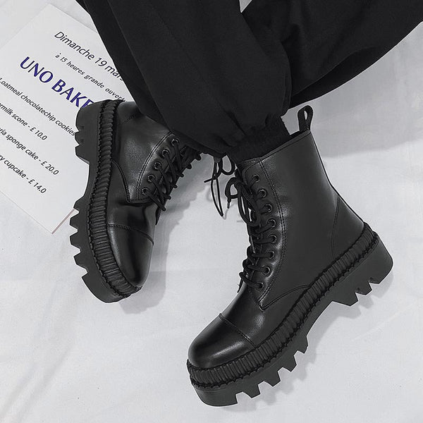 Botas de Cuero para Hombre con Cierre Lateral y Caña Alta