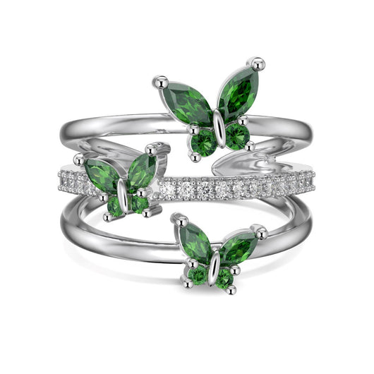 Anillo de Plata Abierto con Circonita Ojo de Caballo para Mujer - Image 5