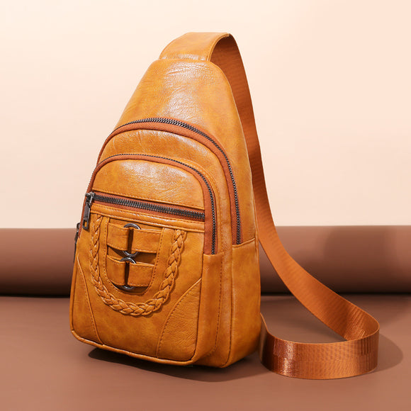 Bolso de Cuero PU Texturizado con Compartimento en el Pecho