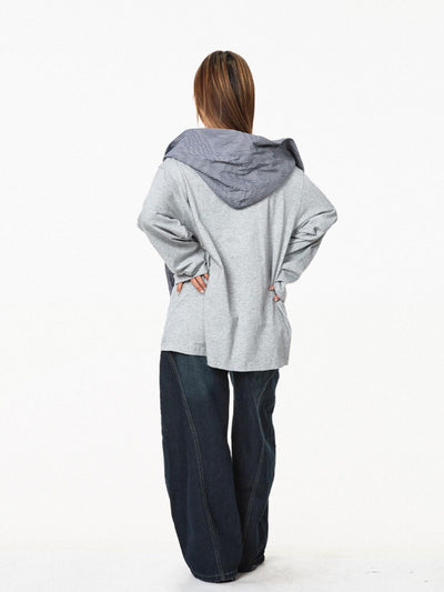 Sudadera Cuadriculada con Capucha Falsa Dos Piezas - Manga Larga Casual - Image 15