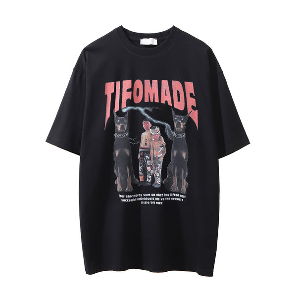 Camiseta Estampada Lavada y Desgastada para Hombre