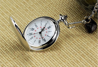 Reloj de Bolsillo Vintage Doble Compartimento Clásico Romano Negro - Image 8