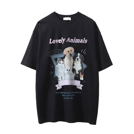 Camiseta Estampada con Diseño de Gatito para Hombre