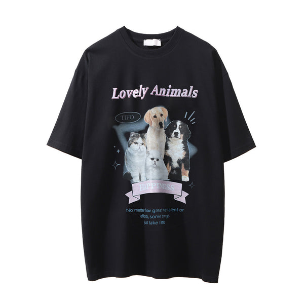 Camiseta Estampada con Diseño de Gatito para Hombre
