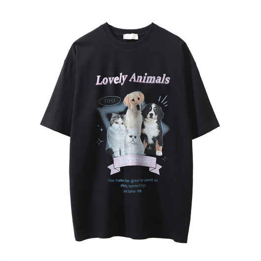 Camiseta Estampada con Diseño de Gatito para Hombre
