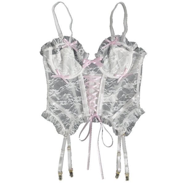 Corset Tipo Bustier de Encaje Francés Elegante