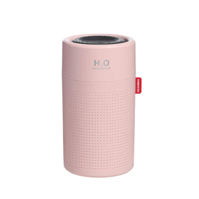 White cylindrical USB rechargeable wireless ultrasonic aromatherapy water mist diffuser lamp with H₂O HUMIDIFIER text. - Image 9