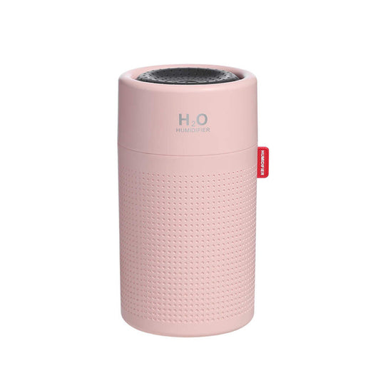 White cylindrical USB rechargeable wireless ultrasonic aromatherapy water mist diffuser lamp with H₂O HUMIDIFIER text. - Image 9