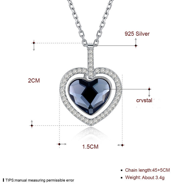 Collar de Cristal para Mujer con Corazón de Diamante en Plata Esterlina S925 - Image 7