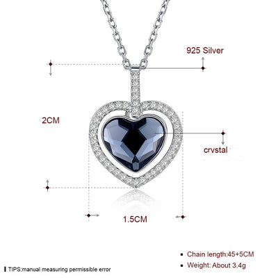 Collar de Cristal para Mujer con Corazón de Diamante en Plata Esterlina S925 - Image 7